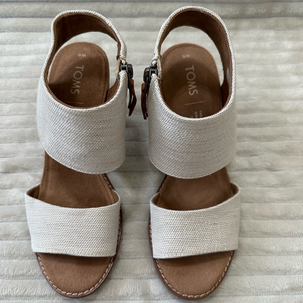 Toms Majorca White Heeled Sandals, size 6